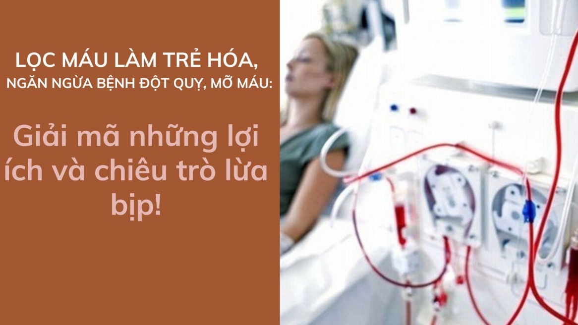 Lọc máu làm trẻ hóa, ngăn ngừa bệnh đột quỵ, mỡ máu: Giải mã những lợi ích và chiêu trò lừa bịp!