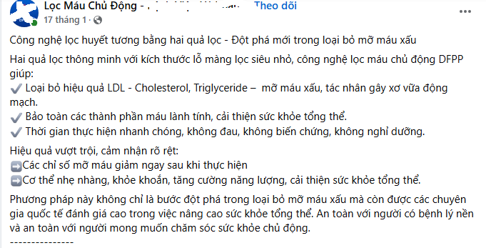 Lọc máu làm trẻ hóa, ngăn ngừa bệnh đột quỵ, mỡ máu: Giải mã những lợi ích và chiêu trò lừa bịp!